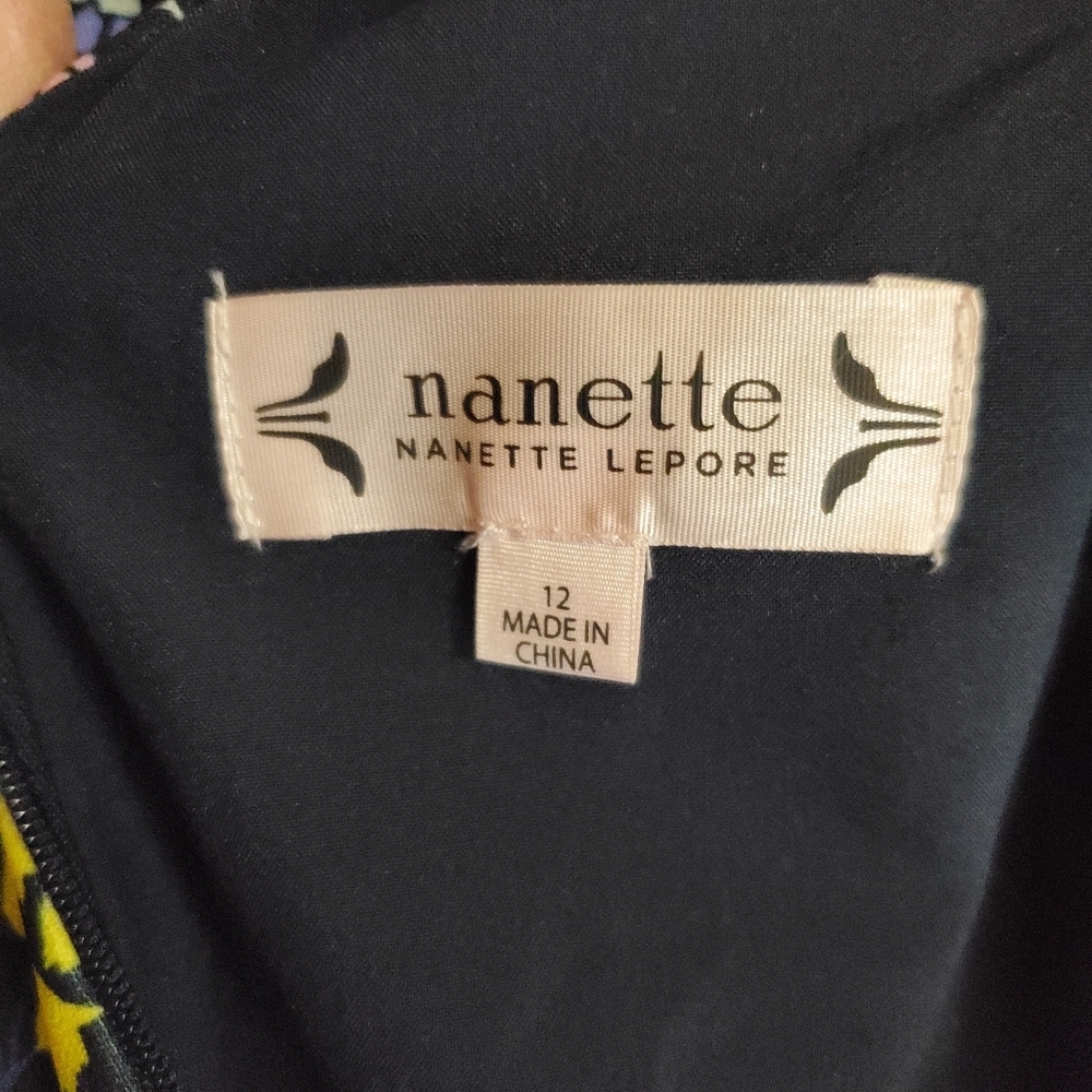 NWT Nanette LEPORE Navy Spring Shutter Sleeve Sheath Knee Midi Dress - Picture 7 of 11